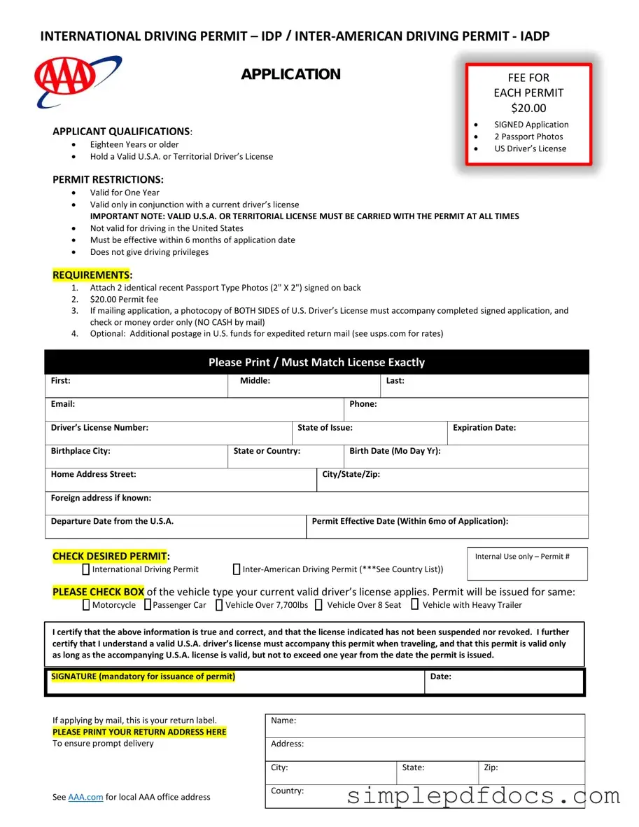 Fill Your Aaa International Driving Permit Application Form