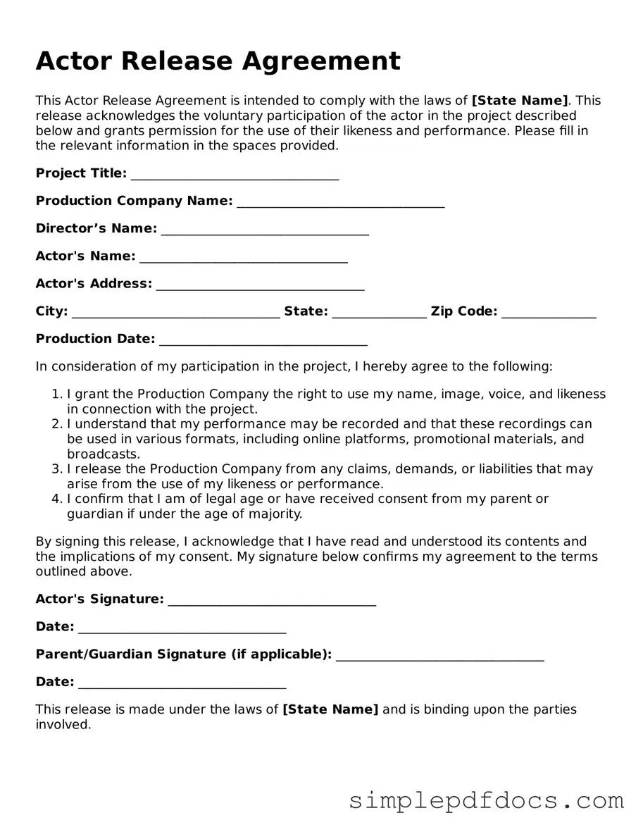 Attorney-Approved Actor Release Form