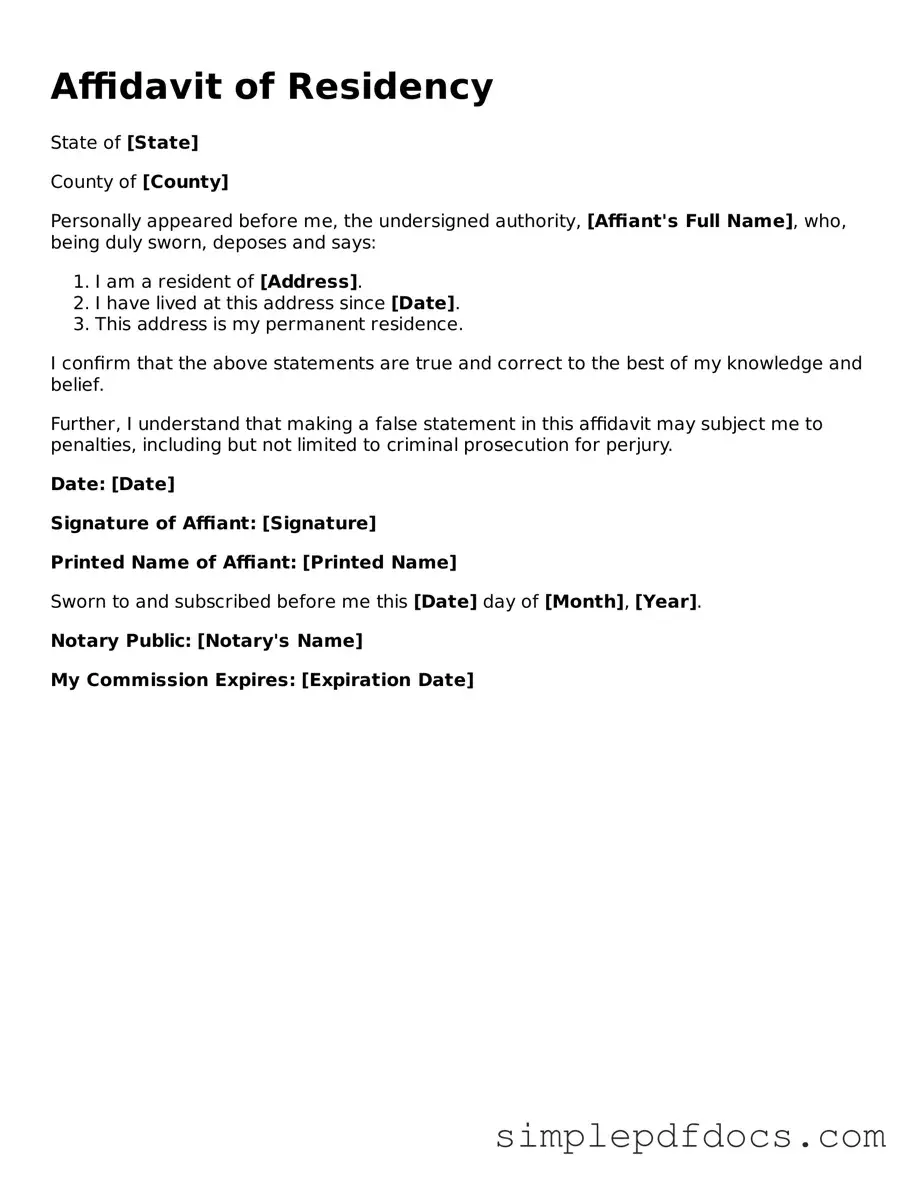 Attorney-Approved Affidavit of Residency Form