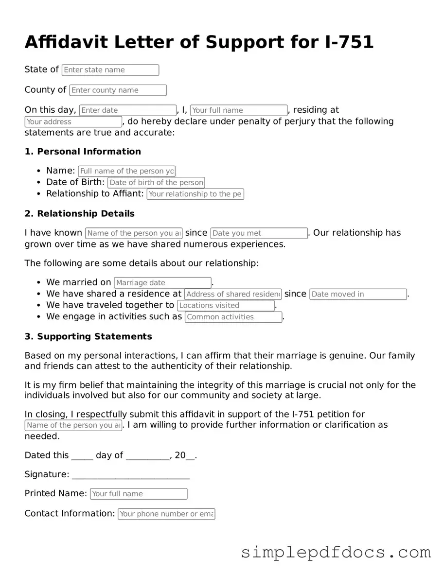 Attorney-Approved Affidavit Letter of Support for I-751 Form