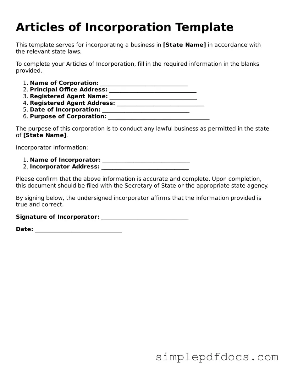 Attorney-Approved Articles of Incorporation Form