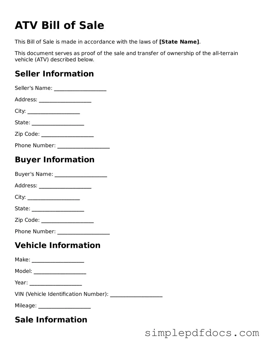 Attorney-Approved ATV Bill of Sale Form