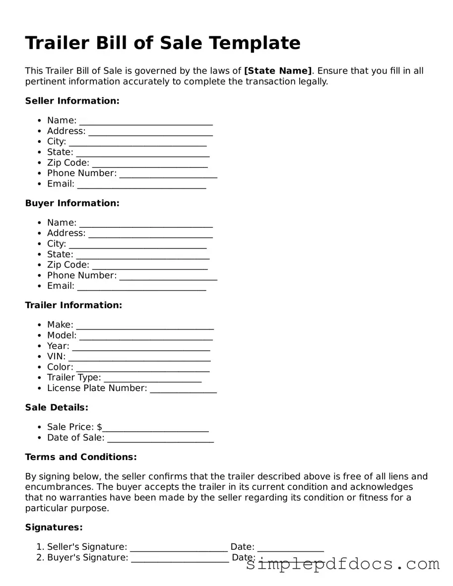 Attorney-Approved Trailer Bill of Sale Form