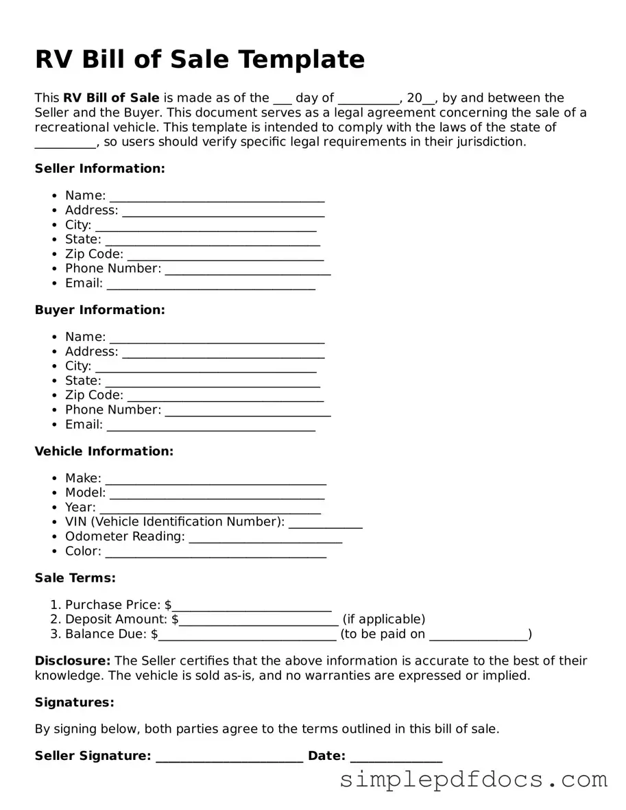 Attorney-Approved RV Bill of Sale Form