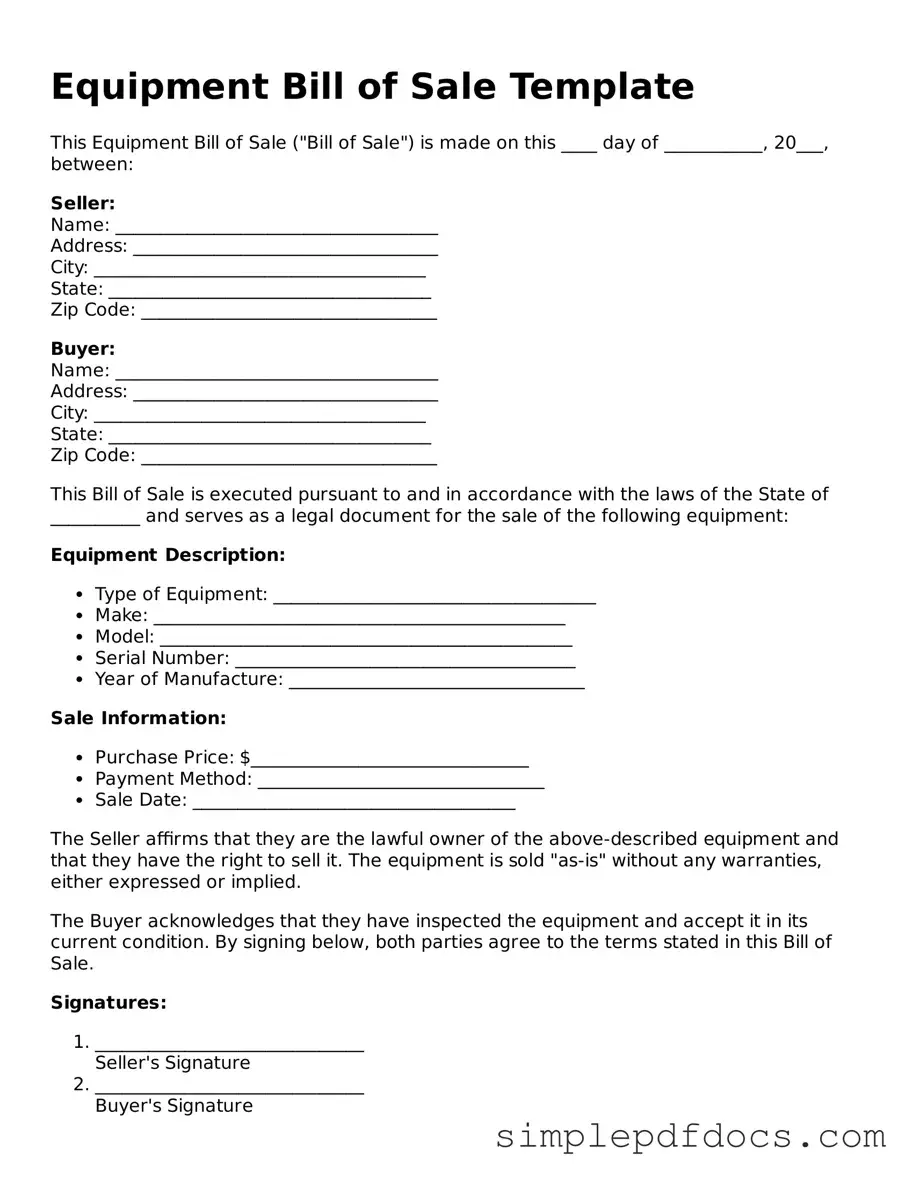 Attorney-Approved Equipment Bill of Sale Form