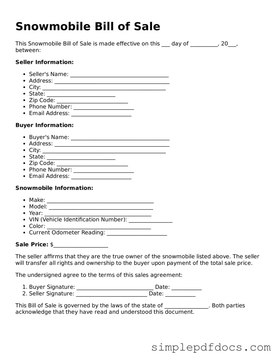 Attorney-Approved Snowmobile Bill of Sale Form