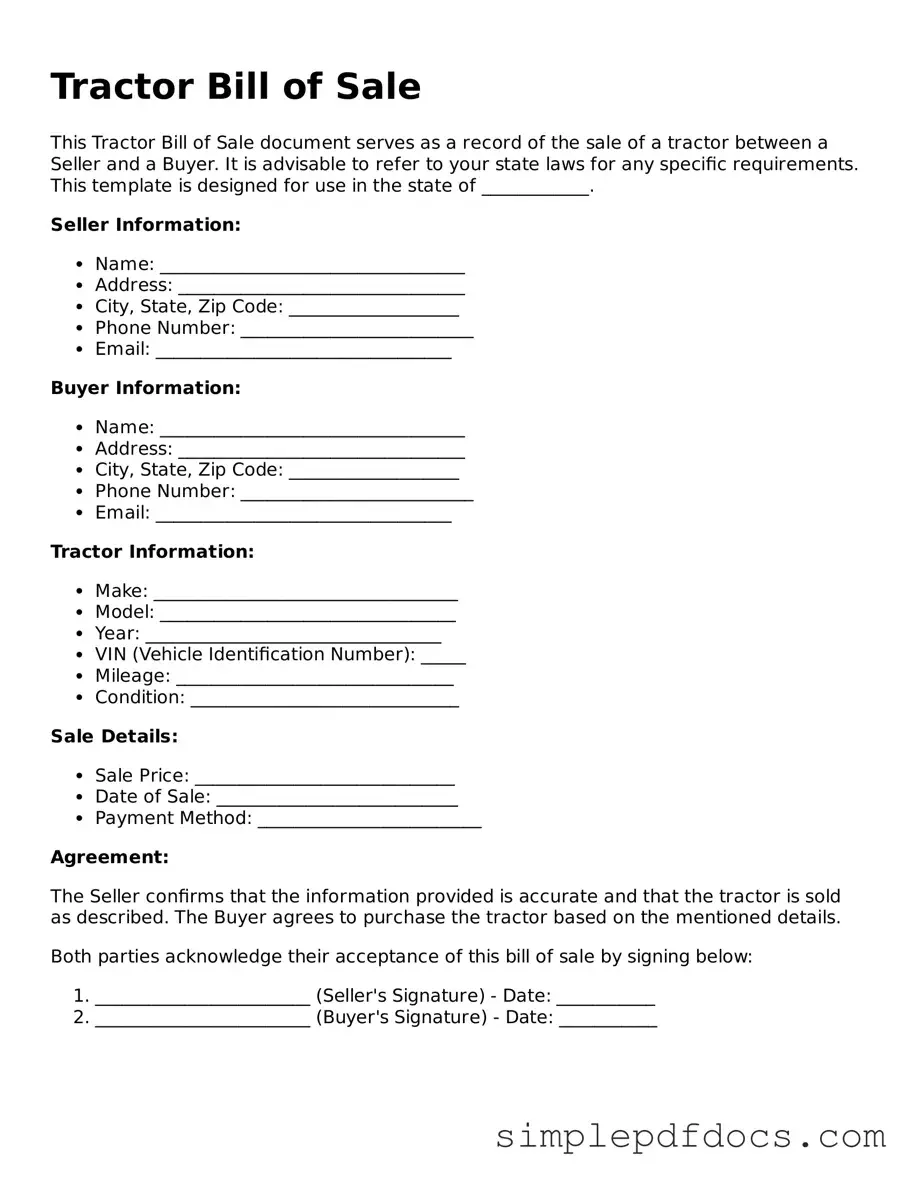 Attorney-Approved Tractor Bill of Sale Form