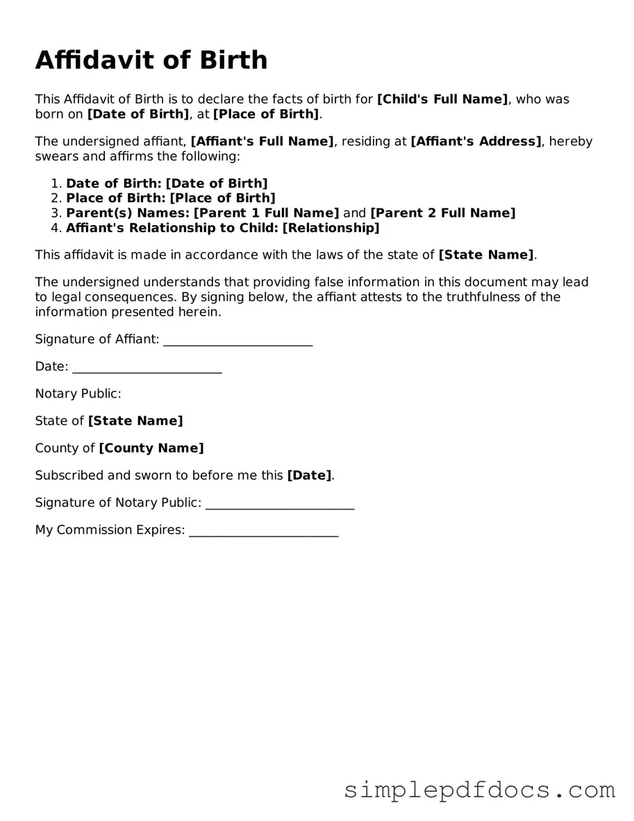 Attorney-Approved Affidavit of Birth Form