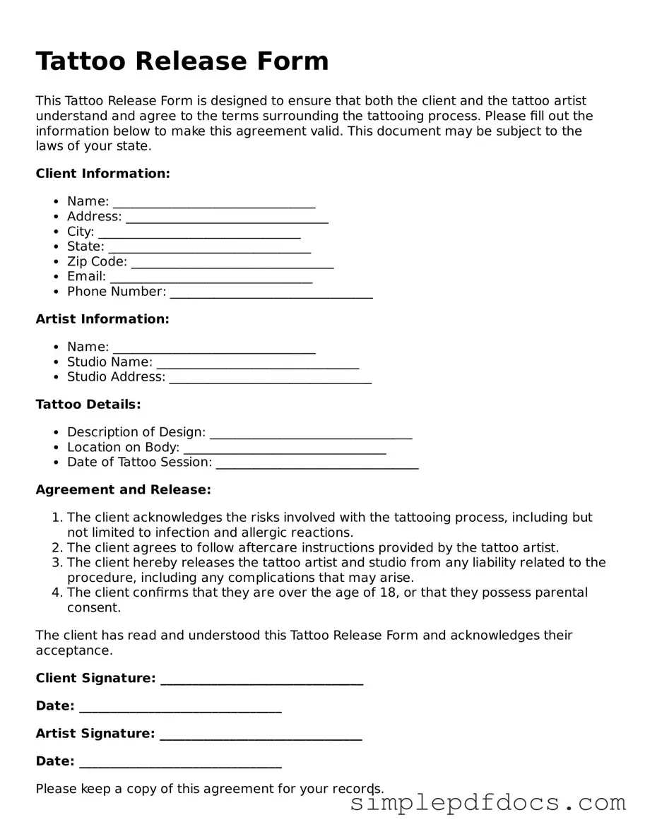 Attorney-Approved Tattoo Release Form