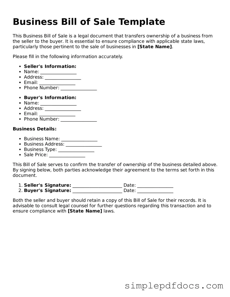 Attorney-Approved Business Bill of Sale Form