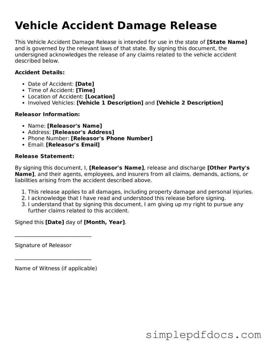 Attorney-Approved Vehicle Accident Damage Release Form