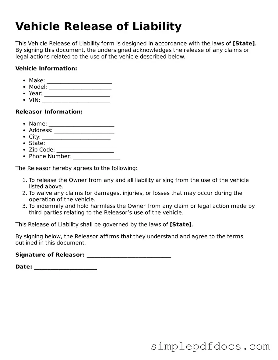 Attorney-Approved Vehicle Release of Liability Form