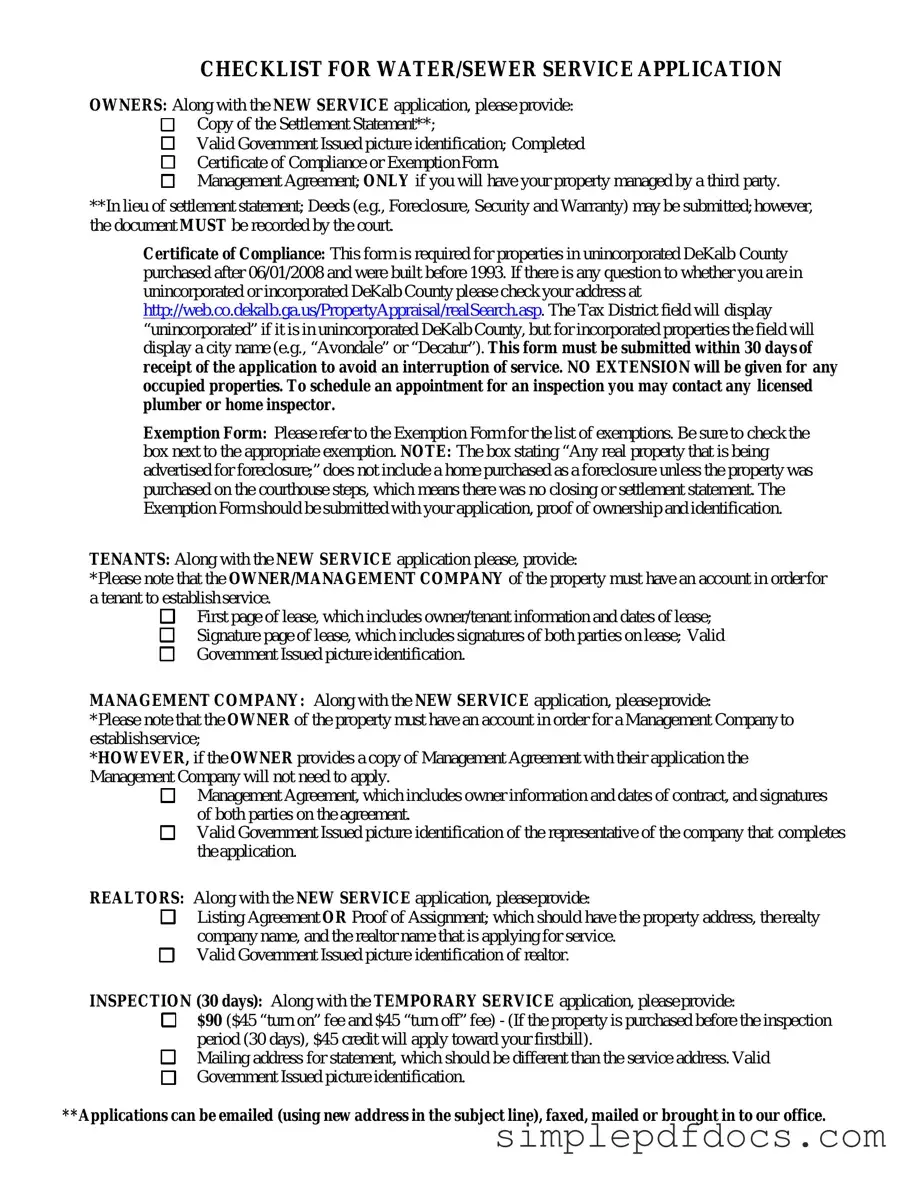 Fill Your Dekalb County Water Application Form