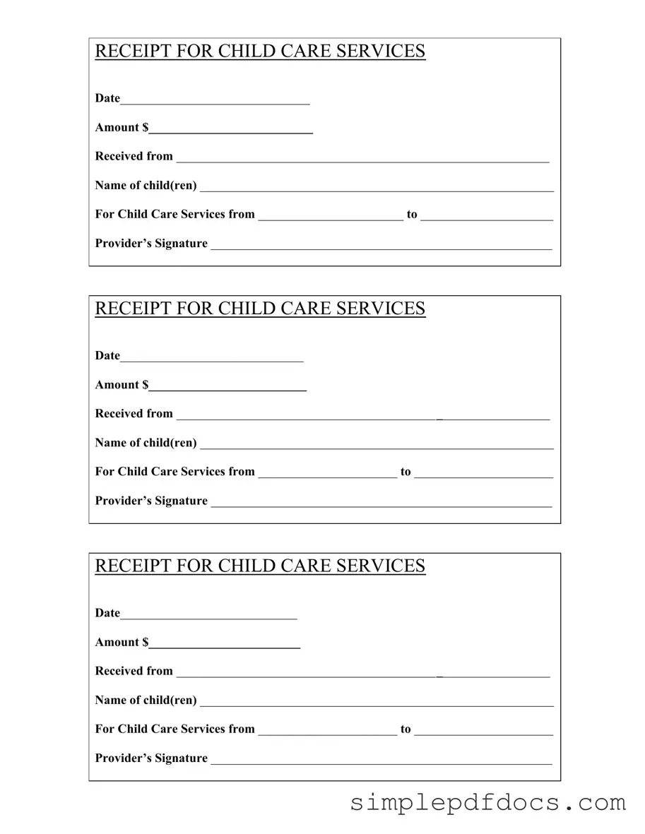 Fill Your Childcare Receipt Form