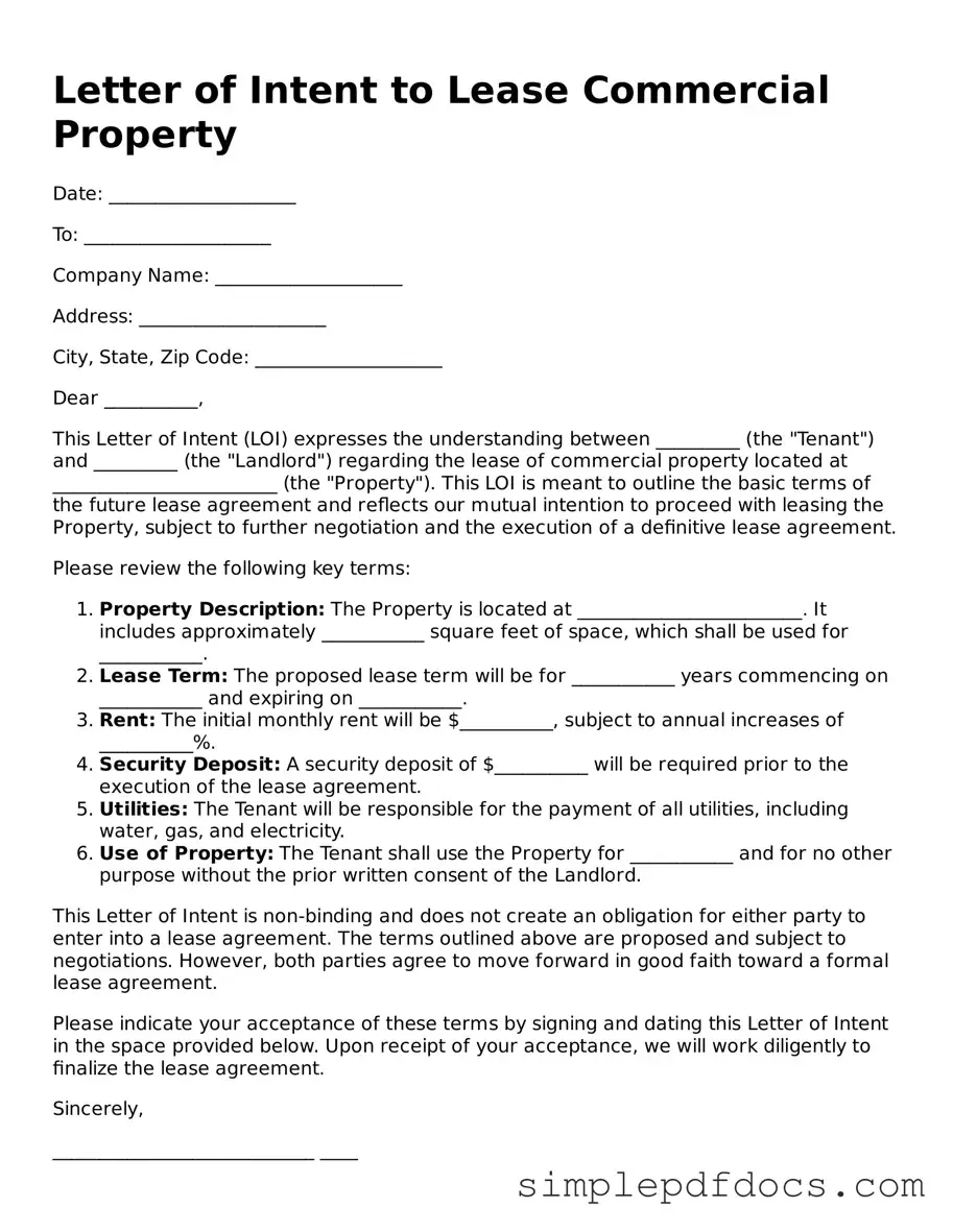 Attorney-Approved Letter of Intent to Lease Commercial Property Form