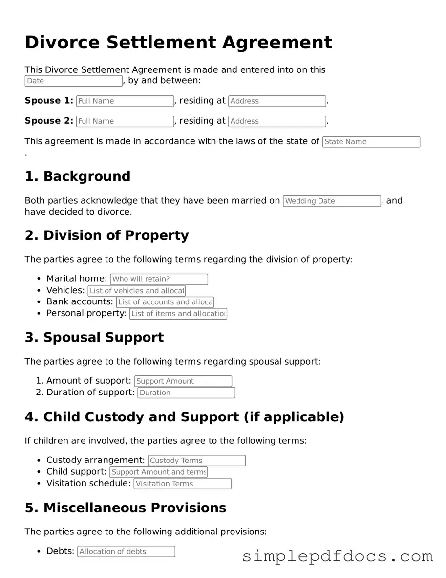 Attorney-Approved Divorce Settlement Agreement Form