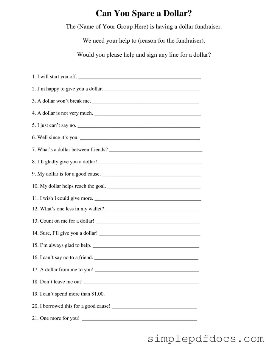Fill Your Donated A Dollar Form