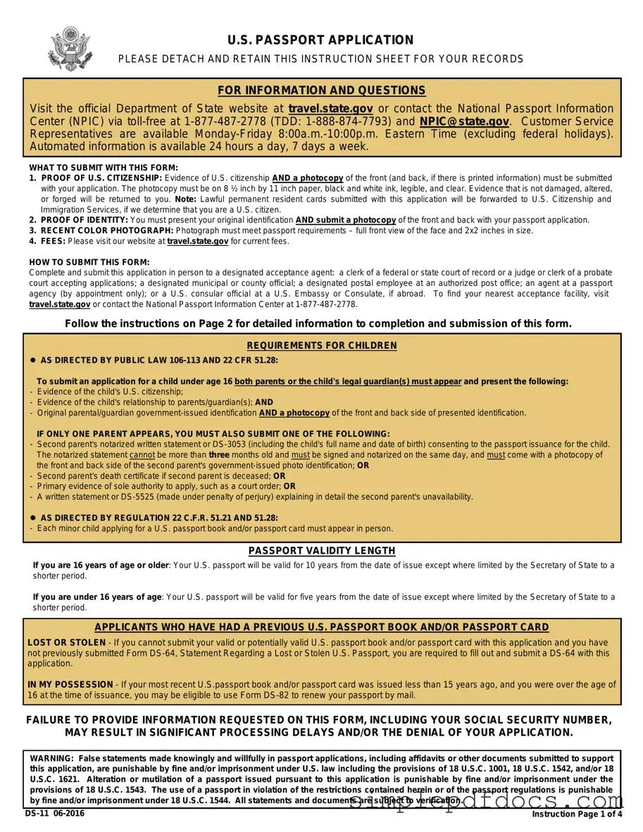Fill Your DS-11 U.S. Passport application Form