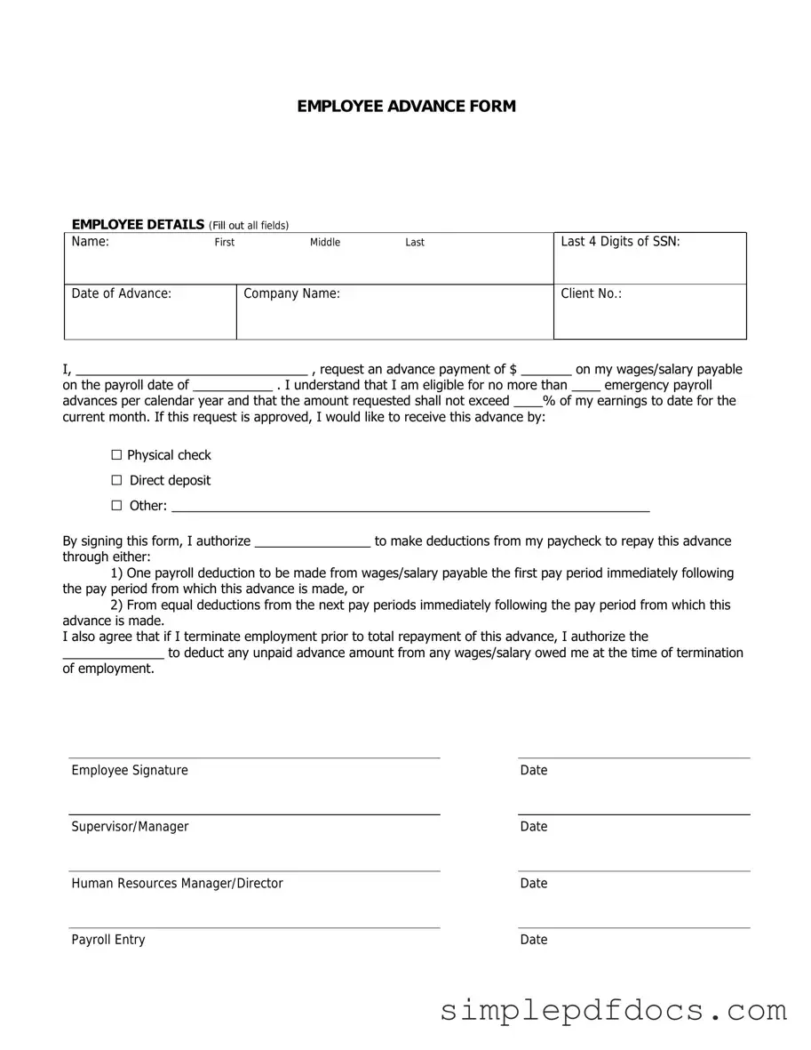 Fill Your Employee Advance Form