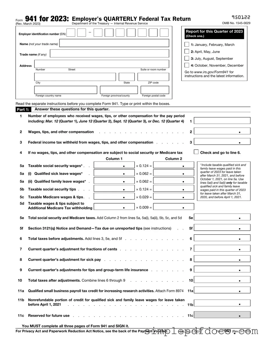 Fill Your IRS 941 Form