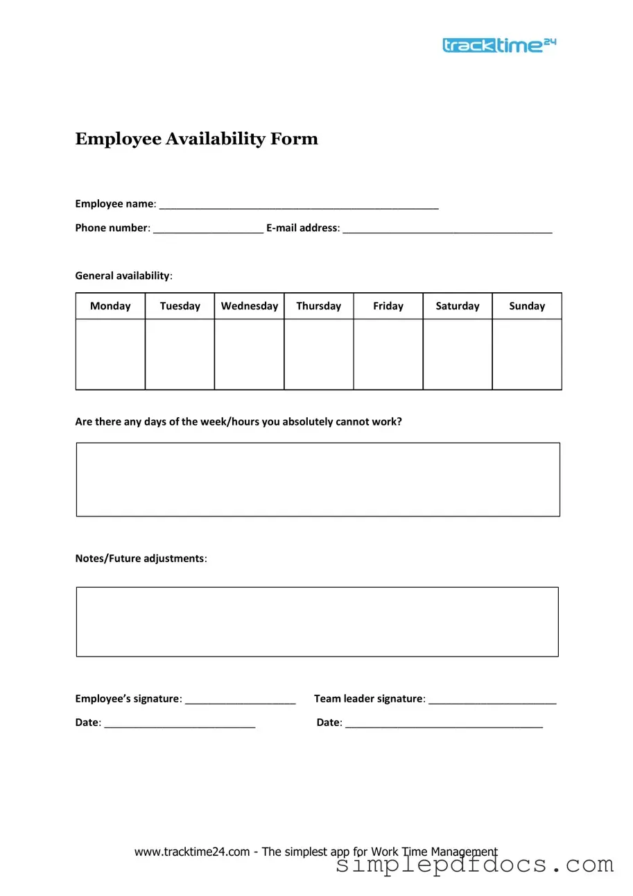 Fill Your Employee Availability Form