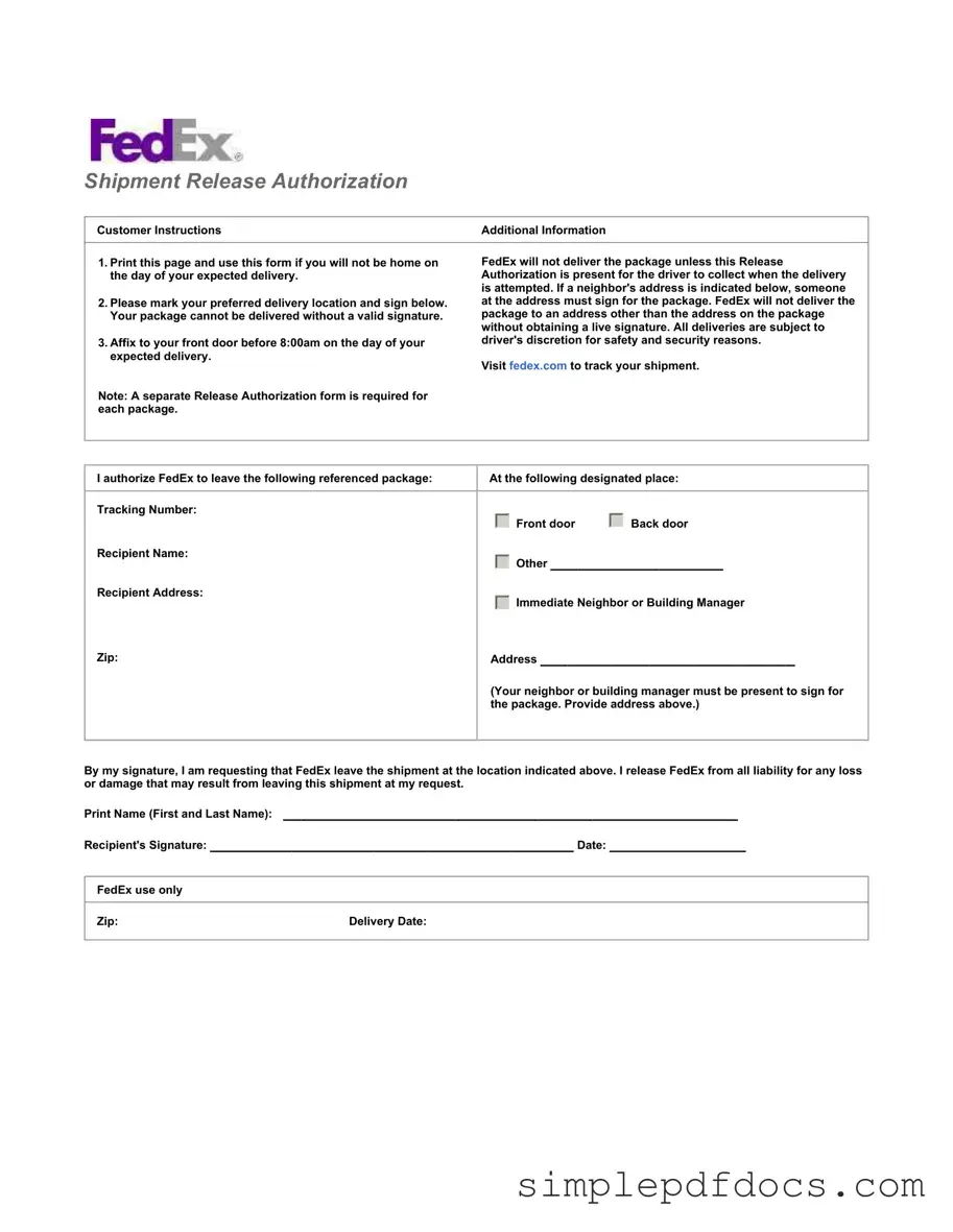 Fill Your Fedex Release Form