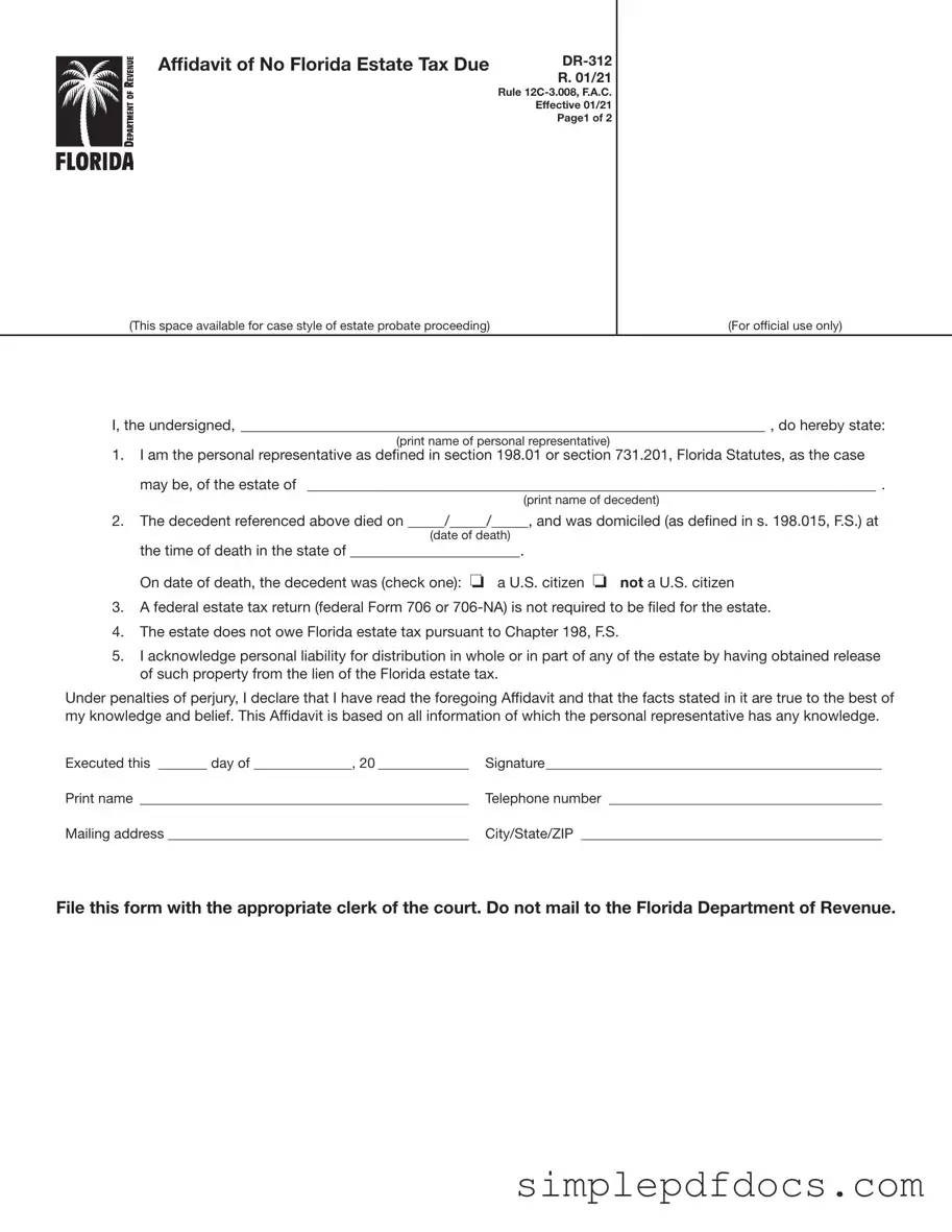 Fill Your Fl Dr 312 Form