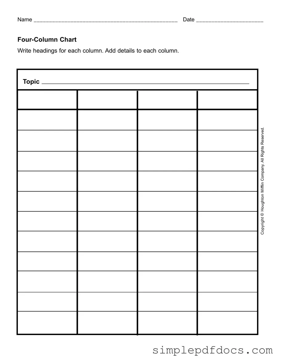 Fill Your Four Column Chart Form