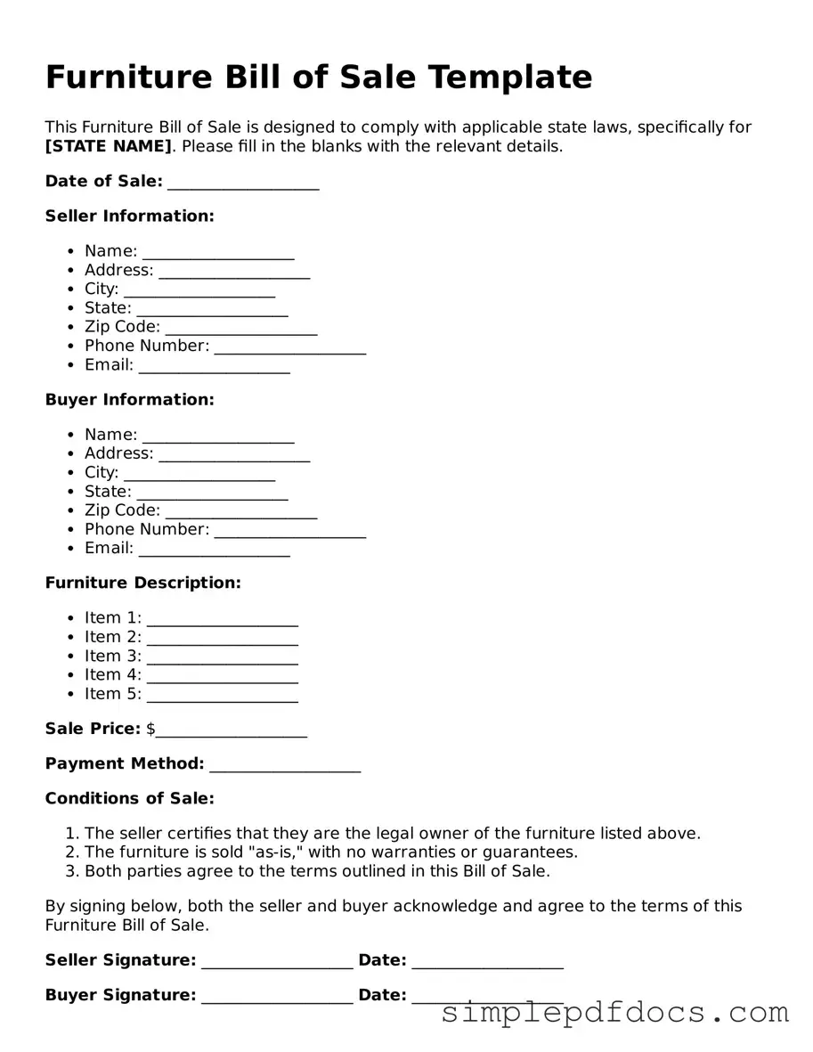 Attorney-Approved Furniture Bill of Sale Form