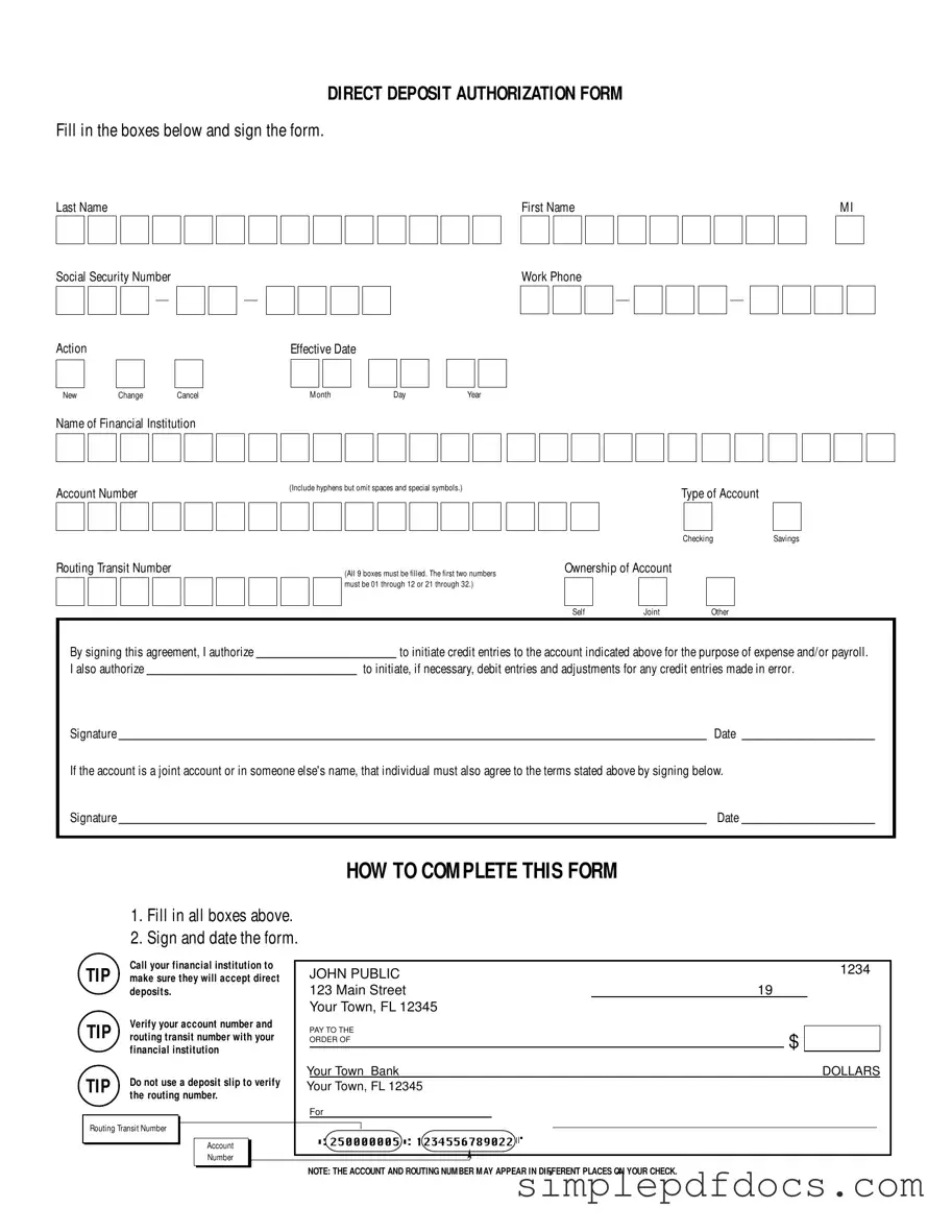 Fill Your Generic Direct Deposit Form