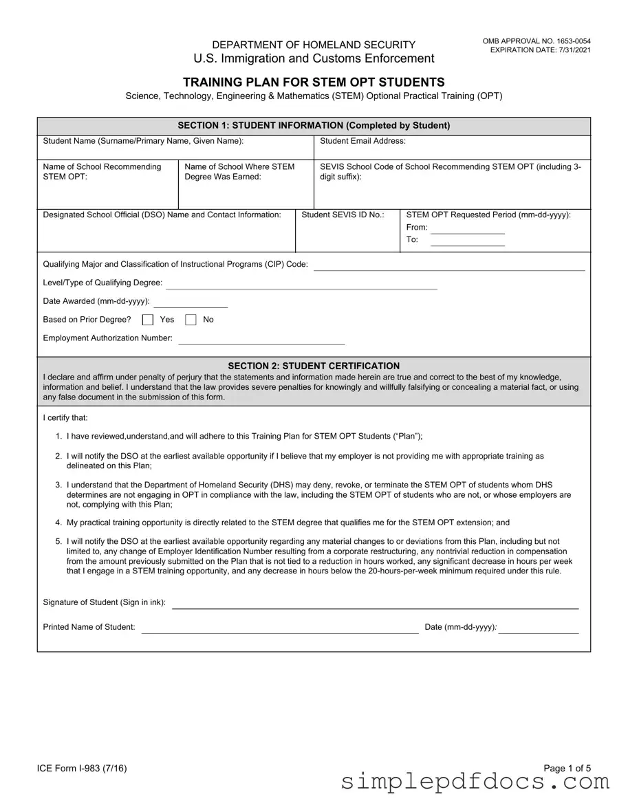 Fill Your ICE I-983 Form