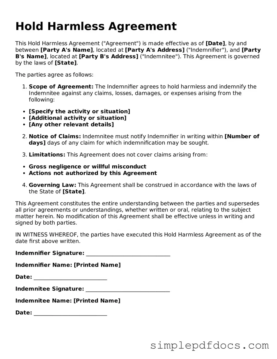 Attorney-Approved Hold Harmless Agreement Form