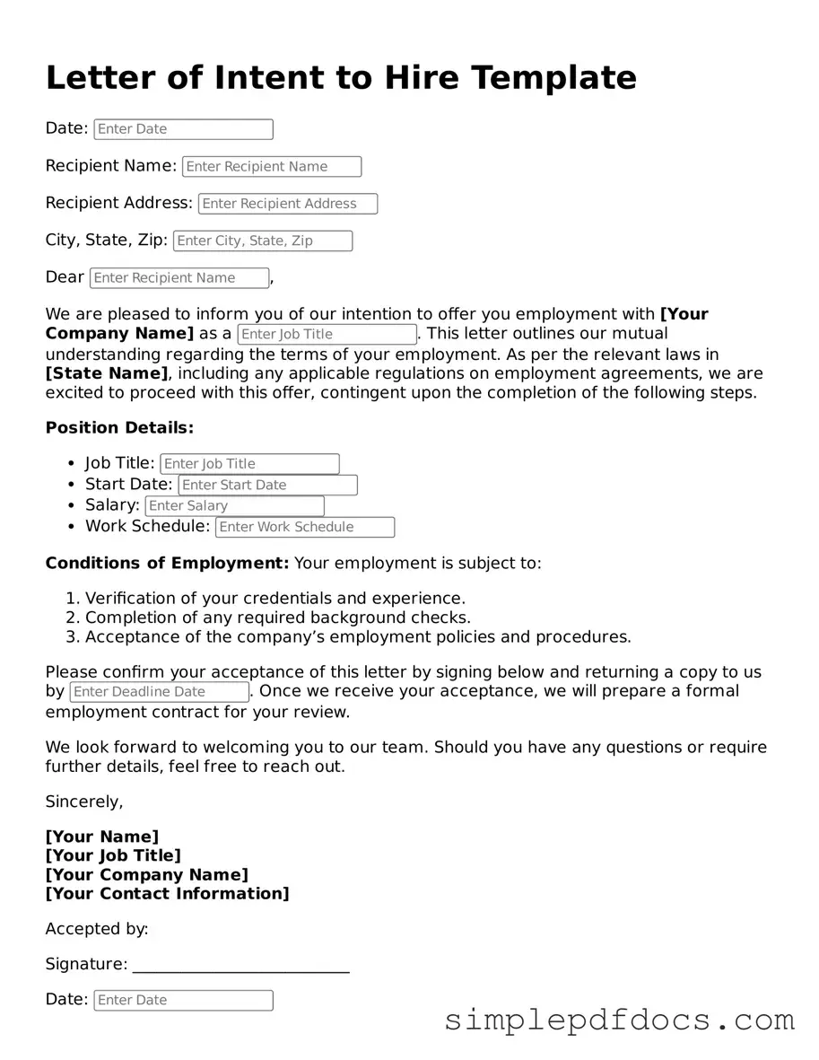 Attorney-Approved Letter of Intent to Hire Form
