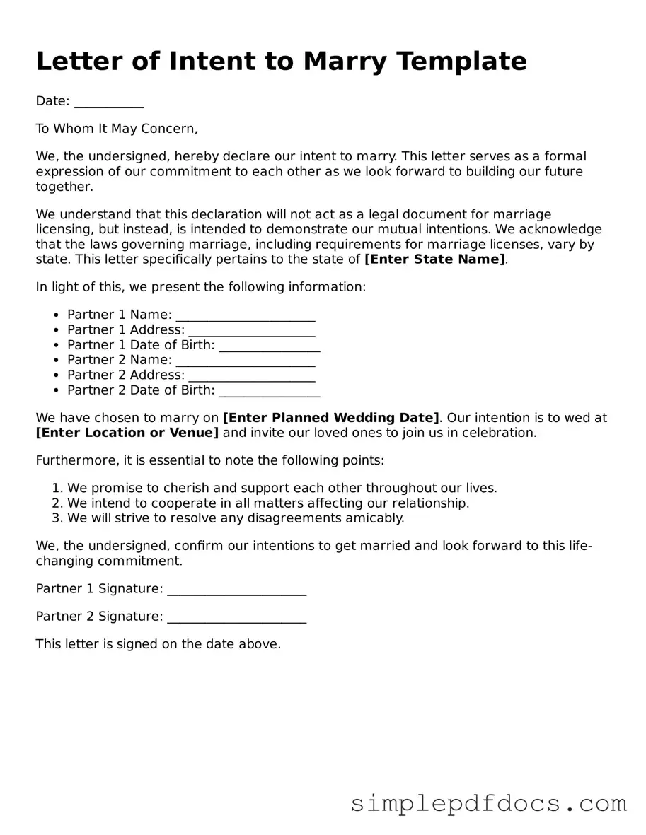 Attorney-Approved Letter of Intent to Marry Form