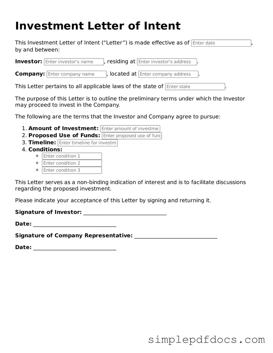 Attorney-Approved Investment Letter of Intent Form