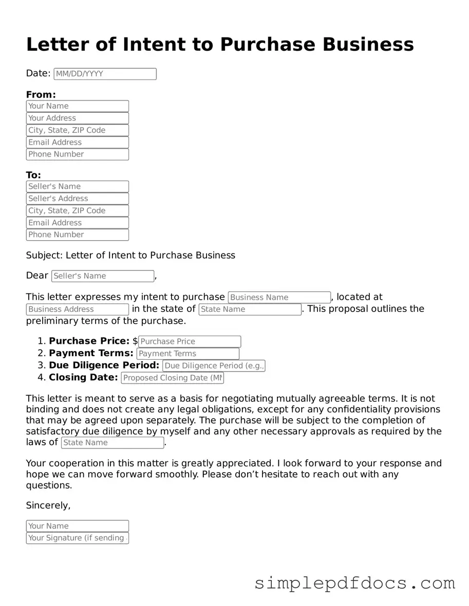 Attorney-Approved Letter of Intent to Purchase Business Form