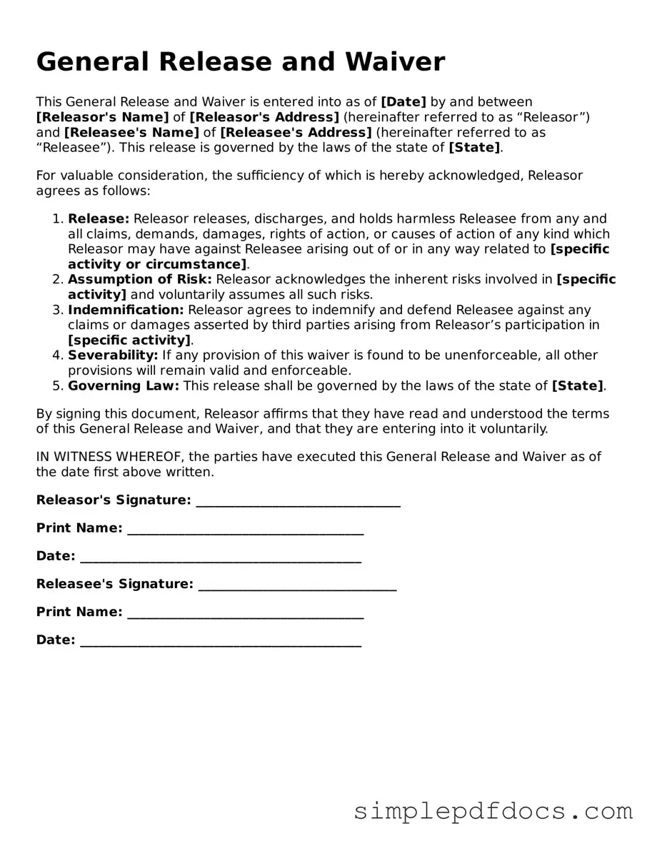 Attorney-Approved General Release and Waiver Form