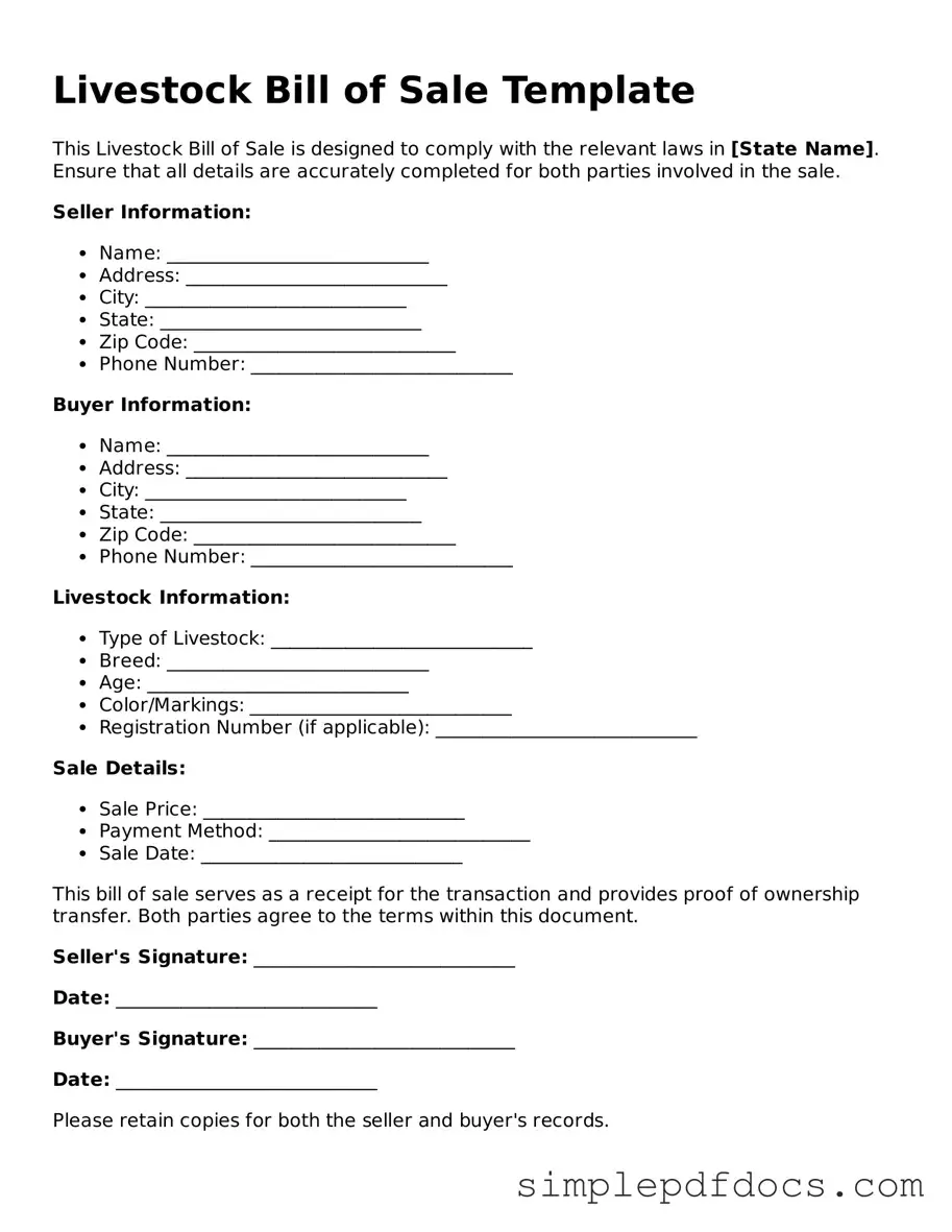 Attorney-Approved Livestock Bill of Sale Form