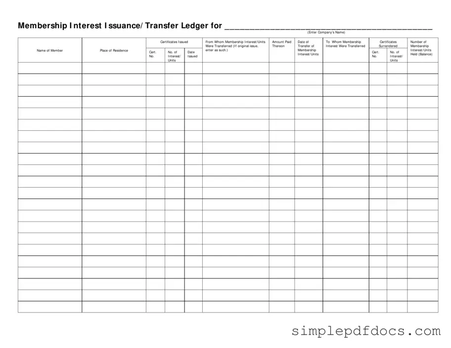 Fill Your Membership Ledger Form