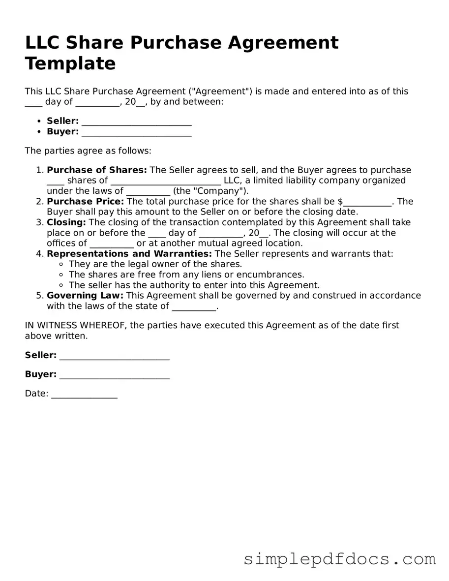 Attorney-Approved LLC Share Purchase Agreement Form