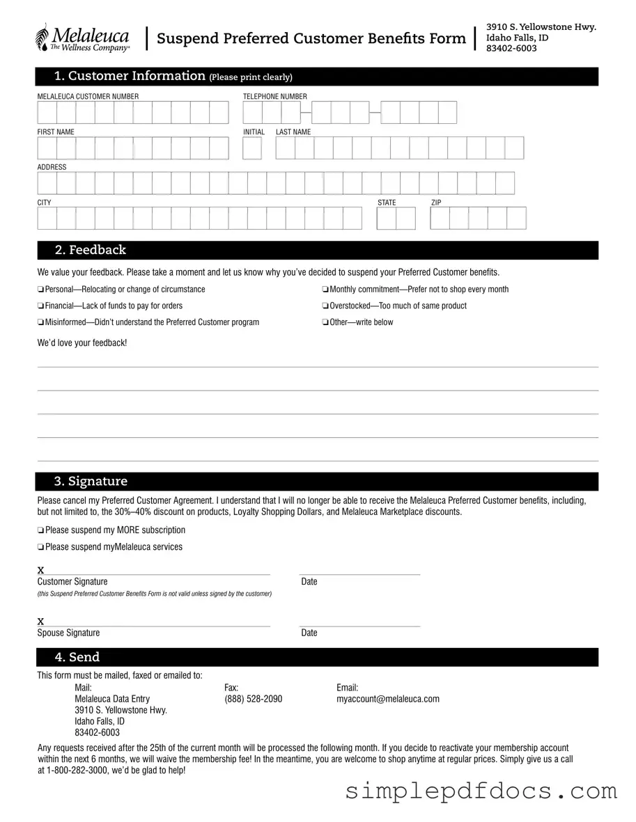Fill Your Melaleuca Cancellation Form