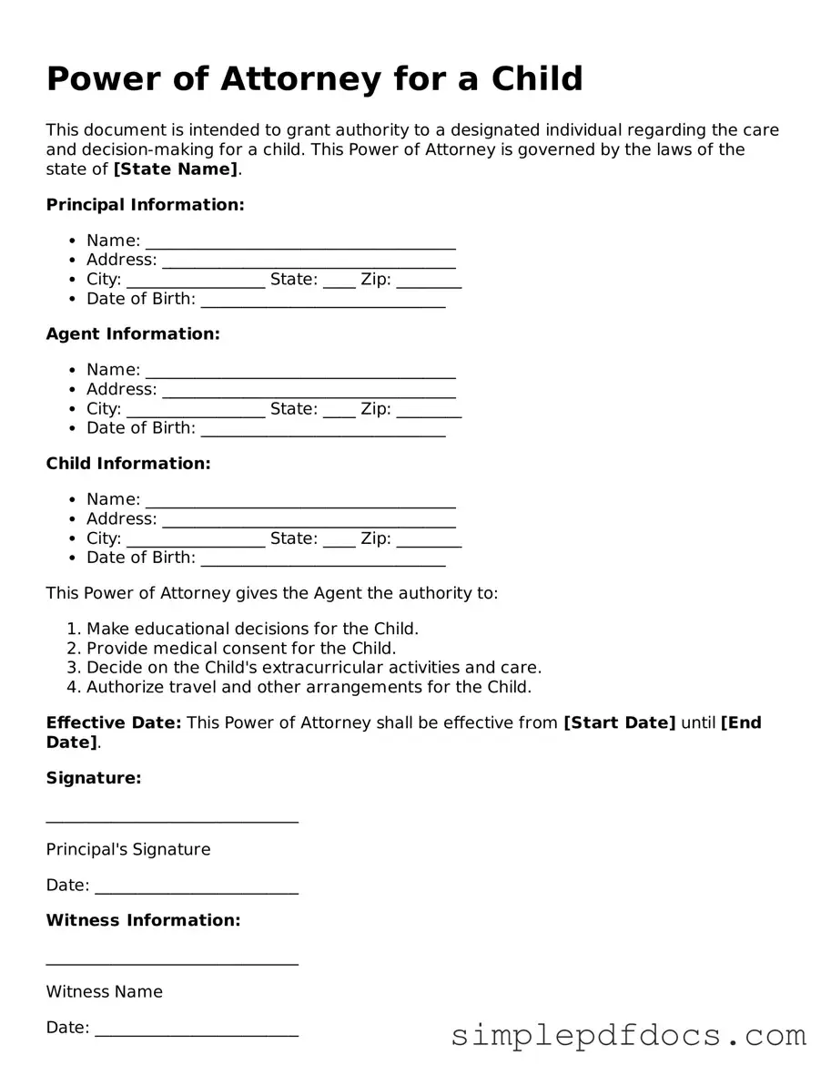 Attorney-Approved Power of Attorney for a Child Form