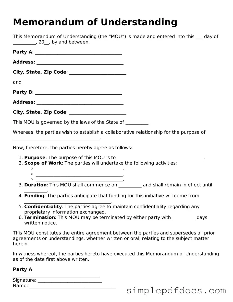 Attorney-Approved Memorandum of Understanding Form