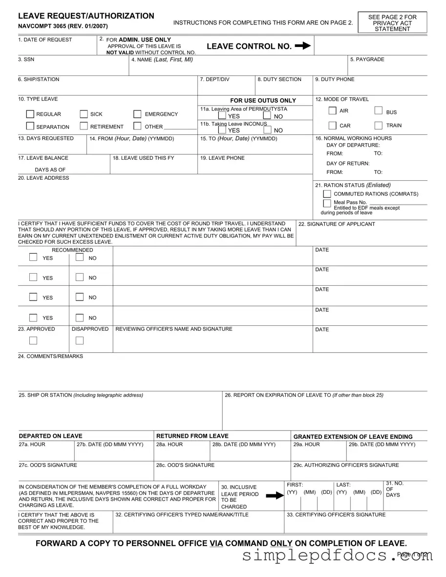 Fill Your Navcompt 3065 Form