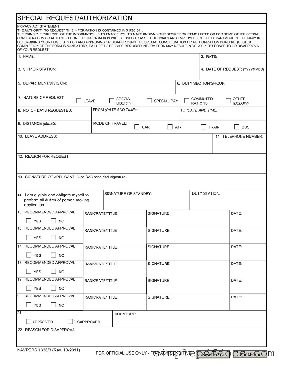 Fill Your Navpers 1336 3 Form
