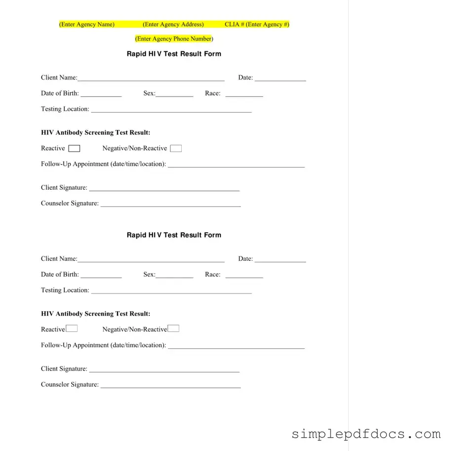 Fill Your Negative Hiv Test Form
