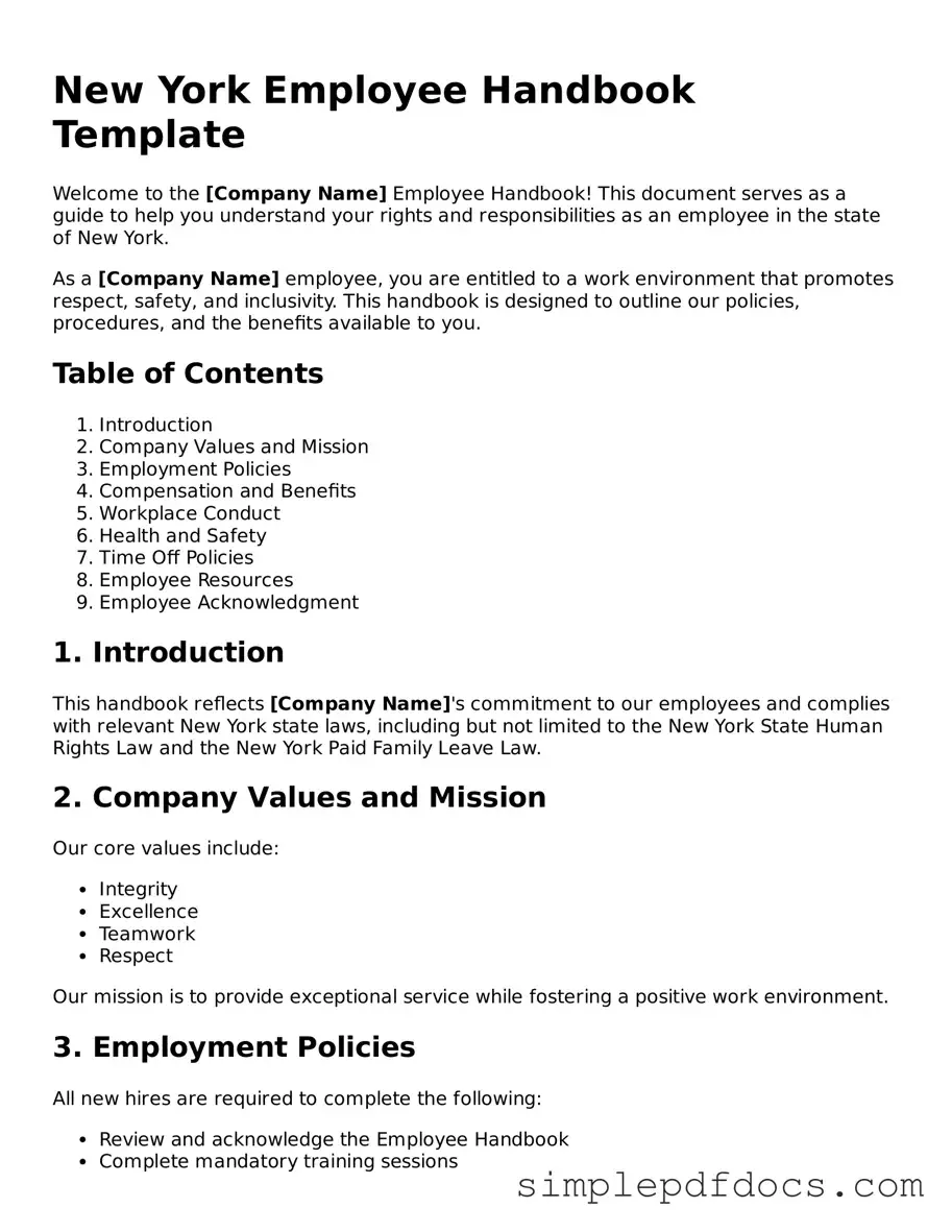 Legal Employee Handbook Document for the State of New York