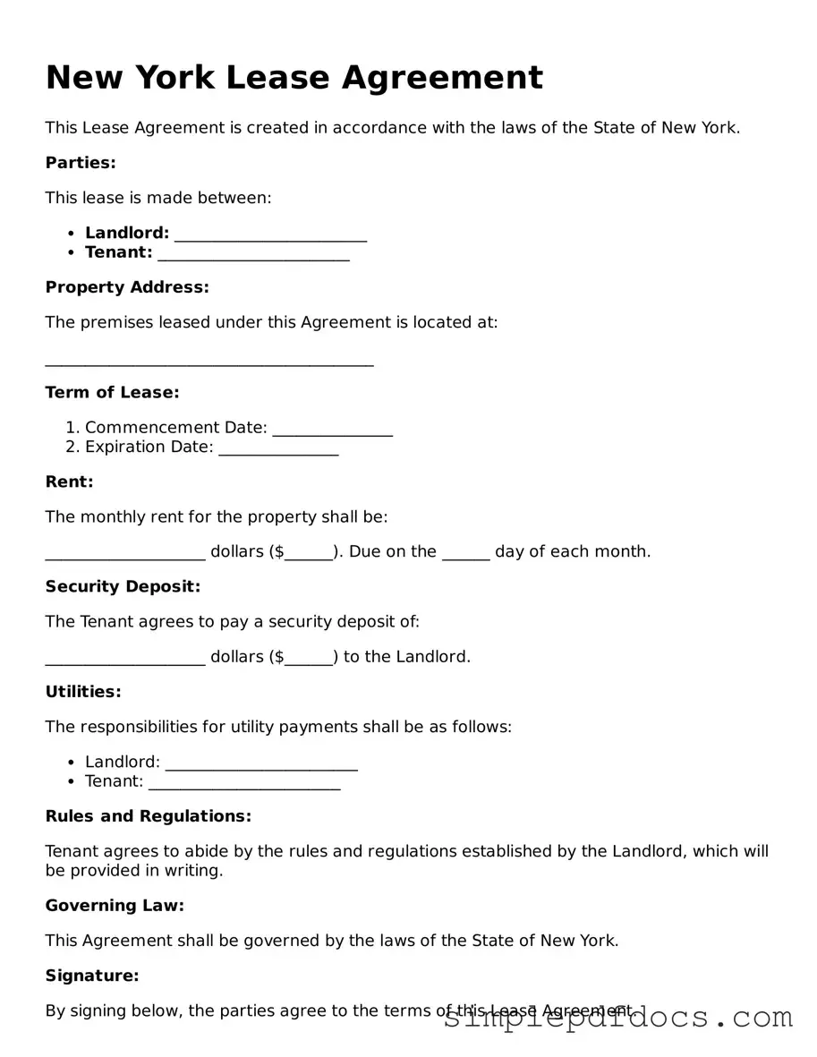 Legal Lease Agreement Document for the State of New York