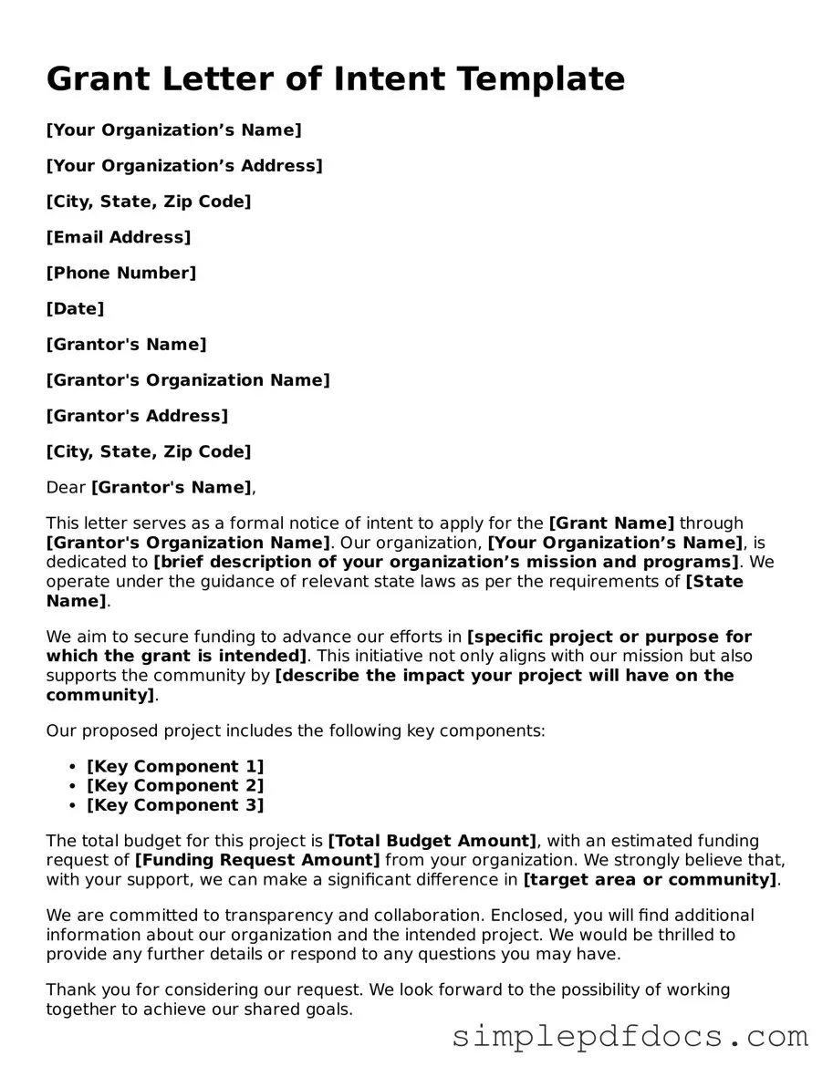 Attorney-Approved Grant Letter of Intent Form