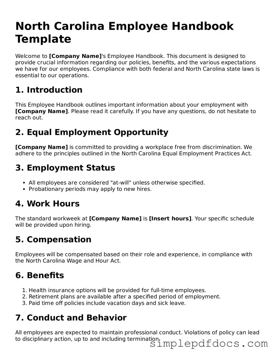 Legal Employee Handbook Document for the State of North Carolina